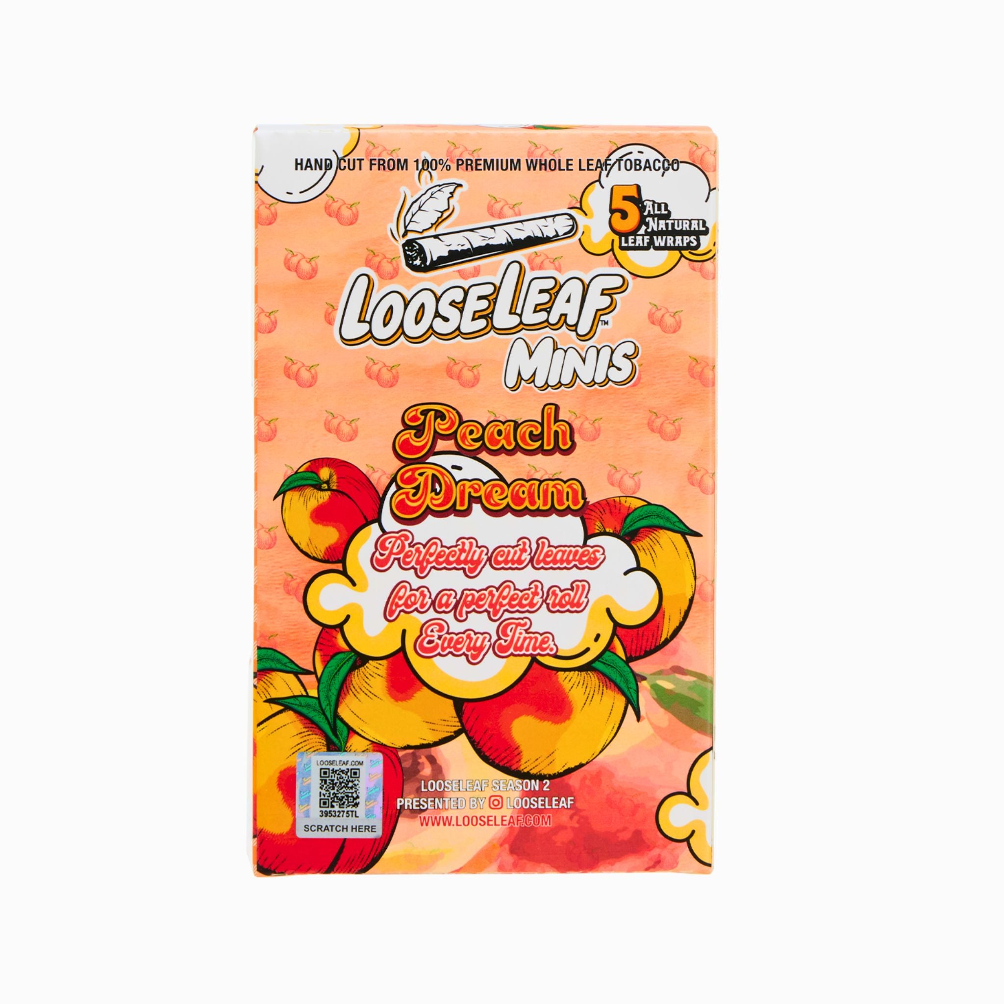 Back of Peach Dream Minis box with product tagline and design