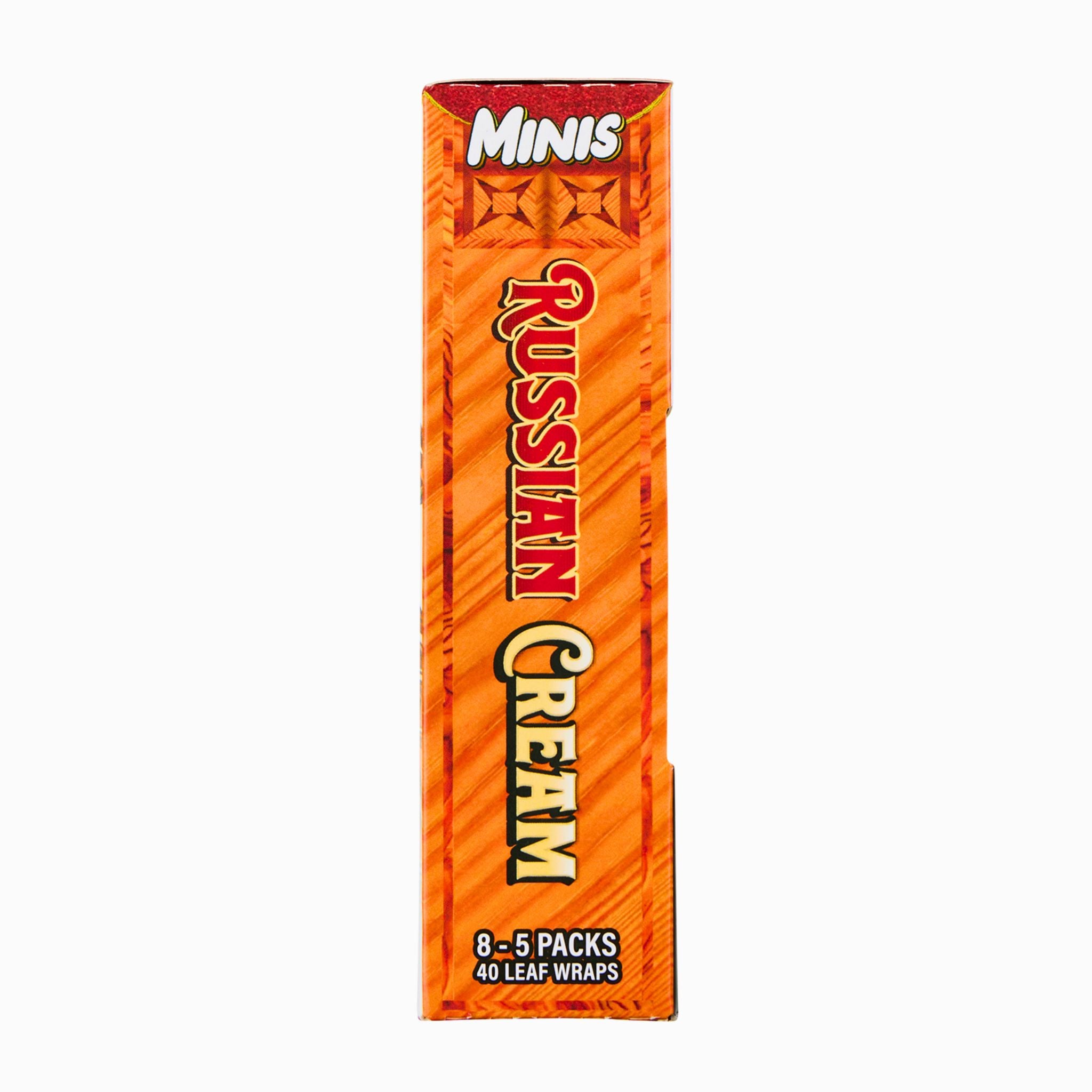 Side view of Russian Cream Minis 5-pack box showing product volume