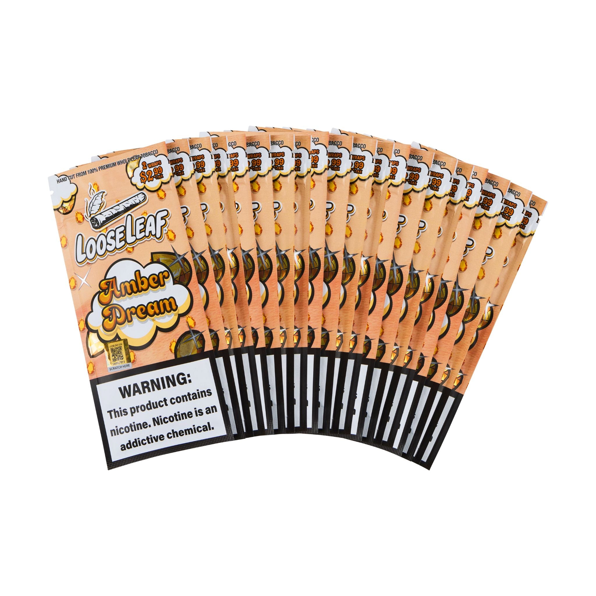 LooseLeaf Amber Dream premium rolling wraps elegantly displayed. Slow-burning and natural for an exclusive, luxury smoking experience.