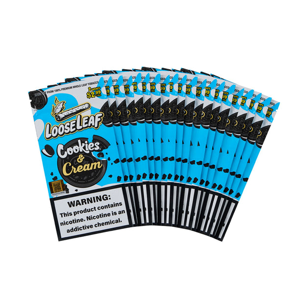LooseLeaf Cookies & Cream Dreamline Collection box, featuring 40-count natural rolling wraps. A legendary collaboration for a luxury smoking experience.