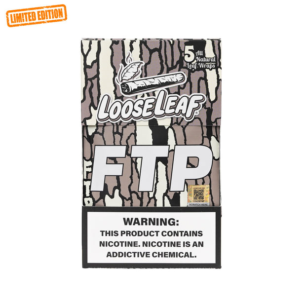 LooseLeaf FTP Tobacco Wraps Limited Edition box featuring bold camo design and premium leaf wrap branding.