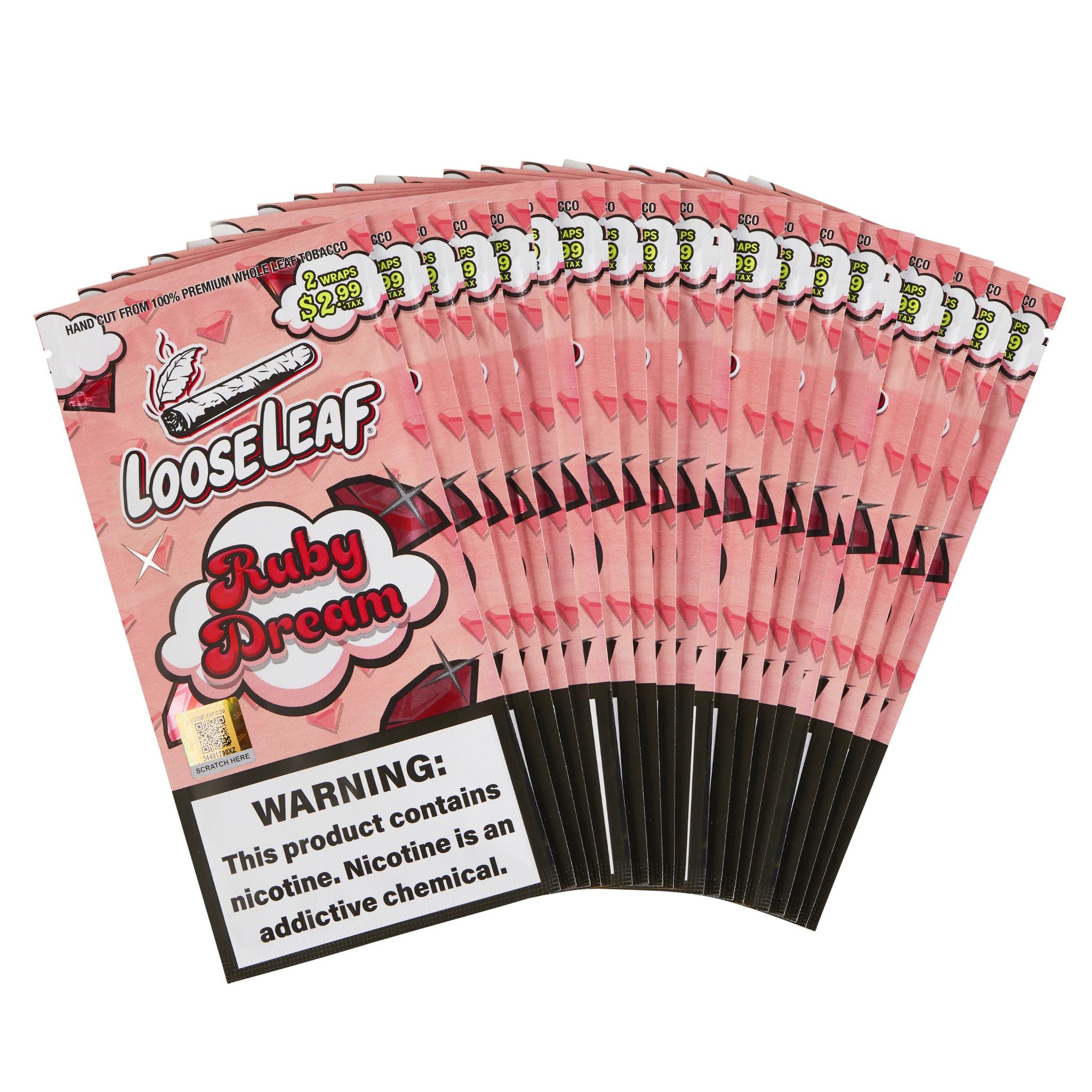LooseLeaf Ruby Dream Dreamline Collection premium rolling wraps, elegantly displayed for an exclusive, refined smoking ritual.
