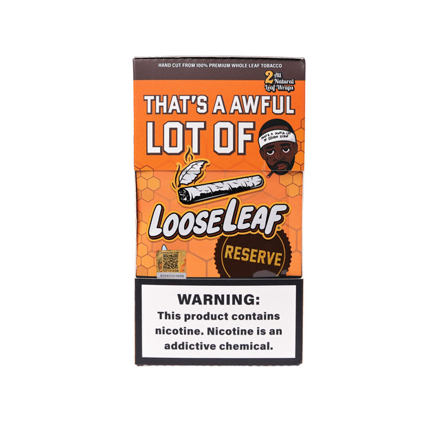 Front packaging of LooseLeaf x Desto Dubb Reserve Wraps 2-pack featuring “That’s A Awful Lot Of” branding and bold Reserve seal.