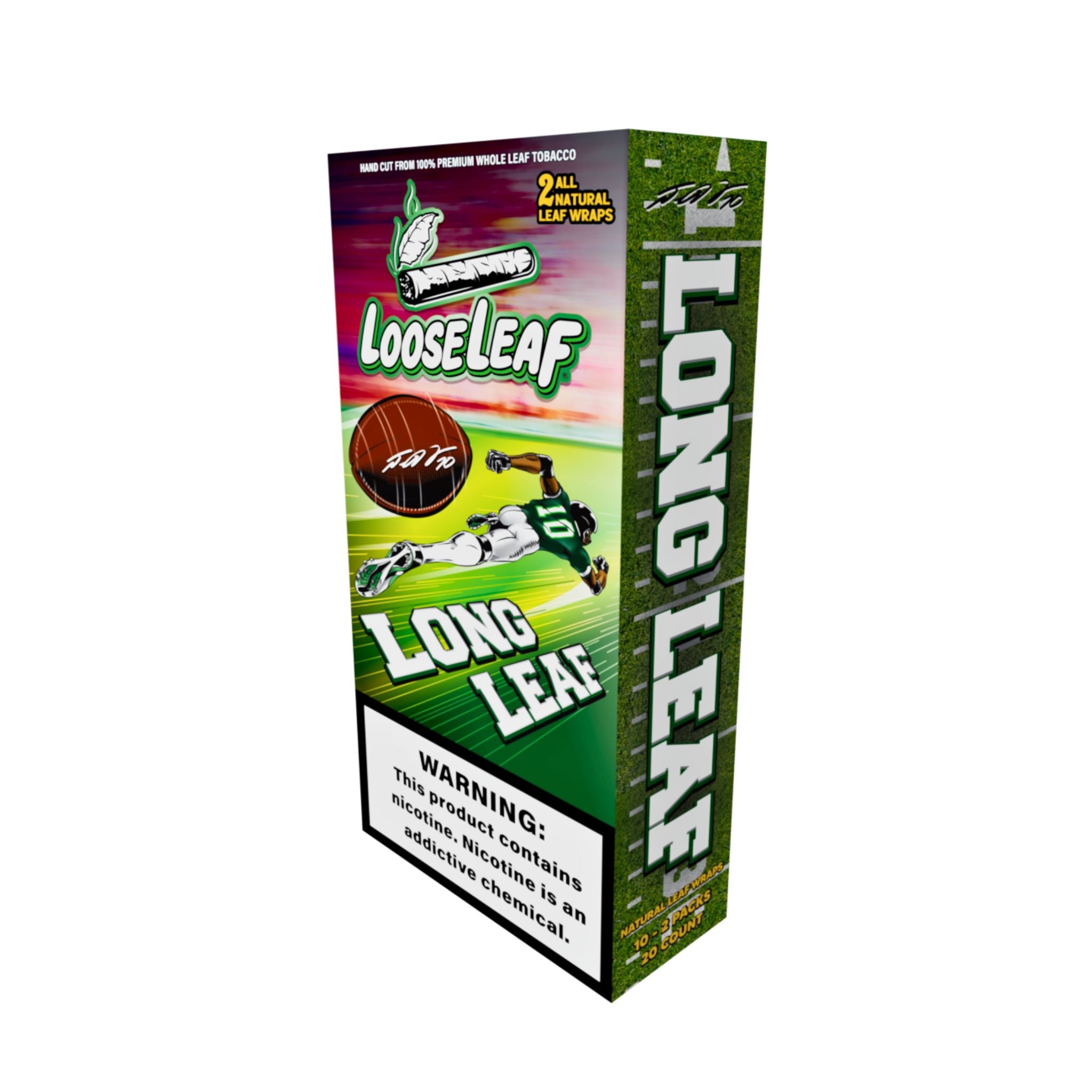 3D angled view of LooseLeaf Long Leaf wraps box featuring DeSean Jackson's jersey and football branding