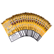 Fan display of LooseLeaf Gold Wrap 2-packs featuring ultra thin design and Desto Dubb collaboration packaging